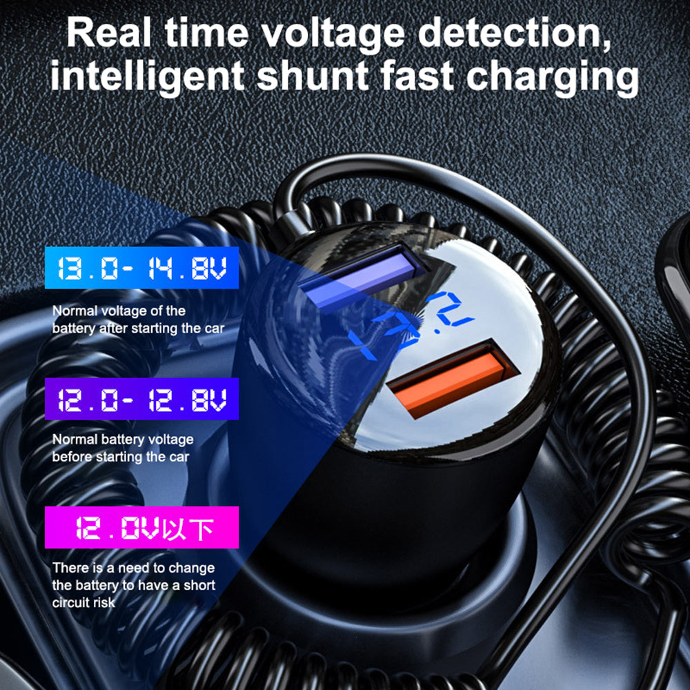 P5XC Dual USB Phone Charging Adapter Car Charger with PD 36W Spring Cable P5XC Dual USB Phone Charging Adapter Car Charger with PD 36W Spring Cable